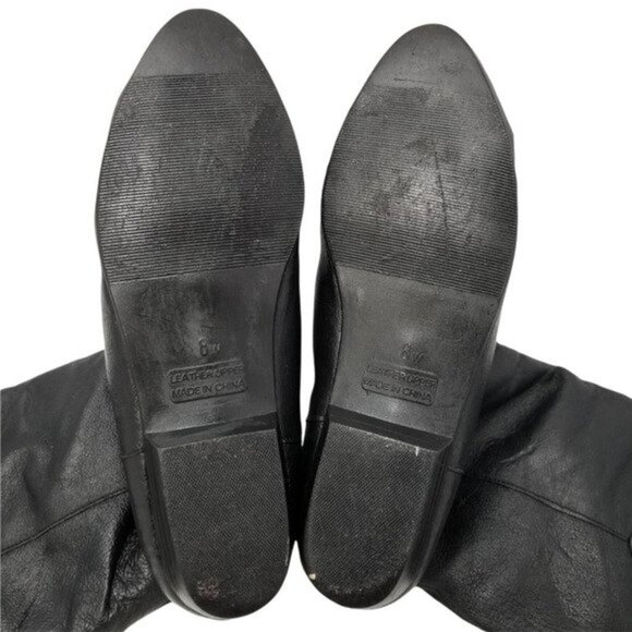 Crossroads Womens Boots Black Leather Block Heels Pull On Pointed Toe Flat 8 W - Picture 9 of 11